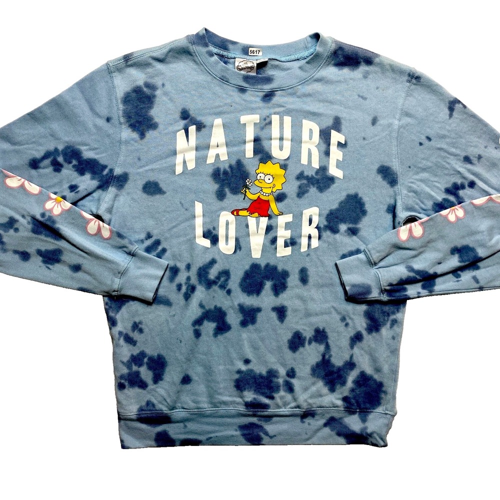 The Simpson Sweatshirt Womens Small Blue Tie Dye Lisa Pullover